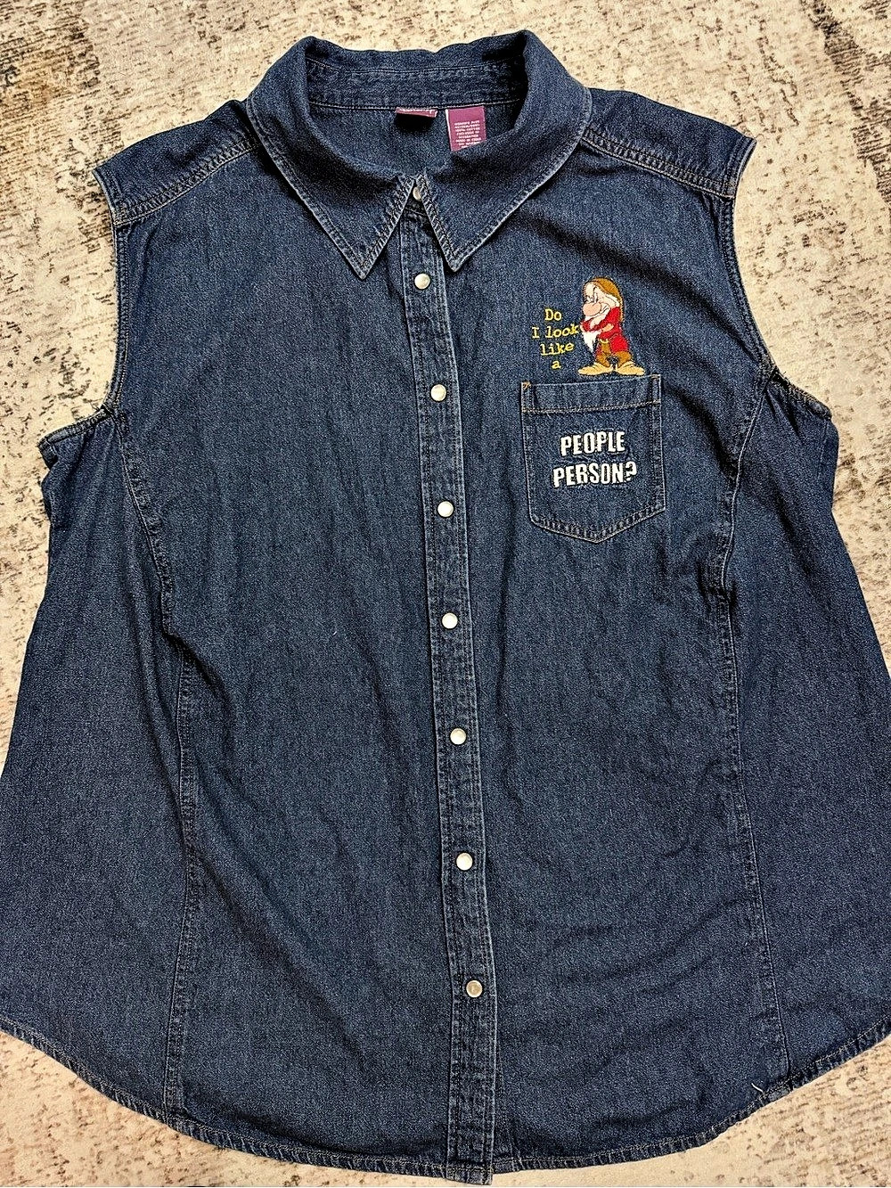 Disney Denim Sleeveless Button Down Size XL